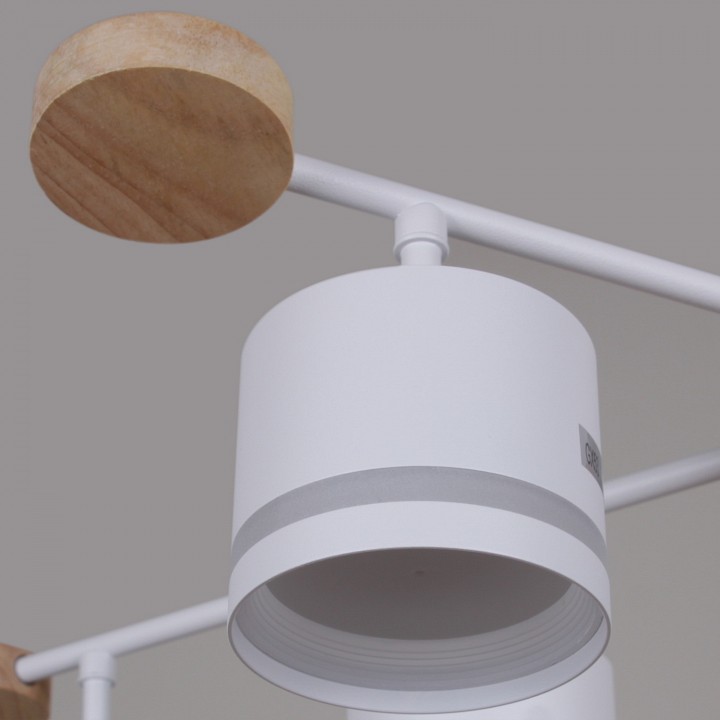 Люстра на штанге De Markt Сити 6xGX53 белый дерево 78730-0.3-06 GX53 WH+WOOD