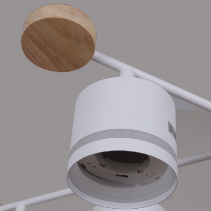 Люстра на штанге De Markt Сити 6xGX53 белый дерево 78730-0.3-06 GX53 WH+WOOD