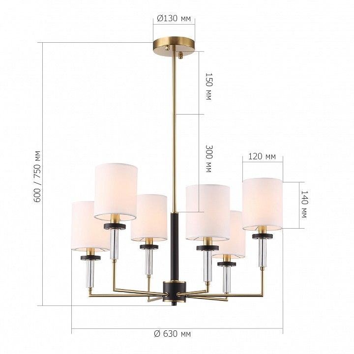 Люстра на штанге ST-Luce BLACK+BRASS SL1404.303.06