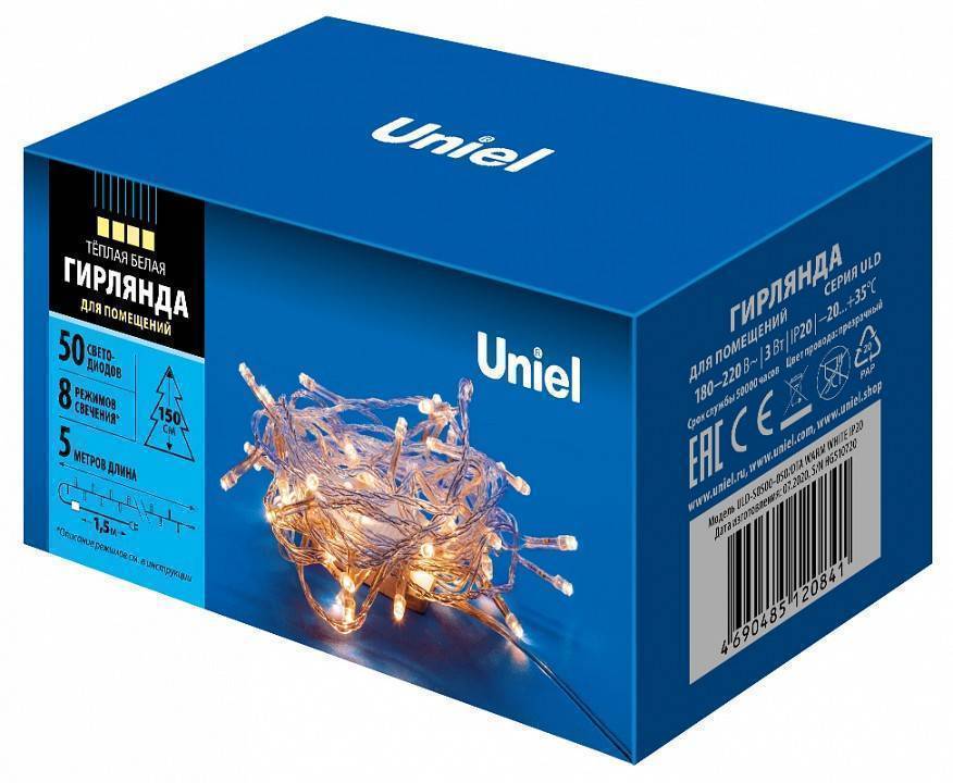 Гирлянда Нить Uniel ULD-S0500 5 м 50 LED IP20 теплый белый UL-00005256