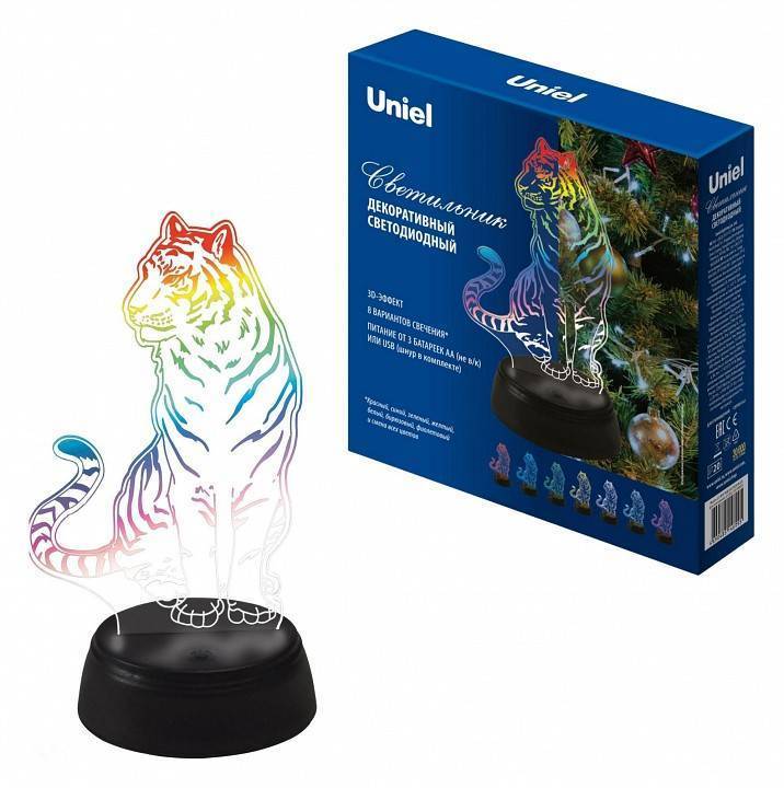 Зверь декоративный Uniel ULI-M507 RGB/3AA TIGER/BLACK UL-00008402
