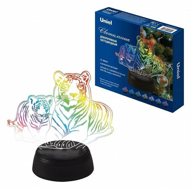 Зверь декоративный Uniel ULI-M508 RGB/3AA TIGER FAMILY/BLACK UL-00008403