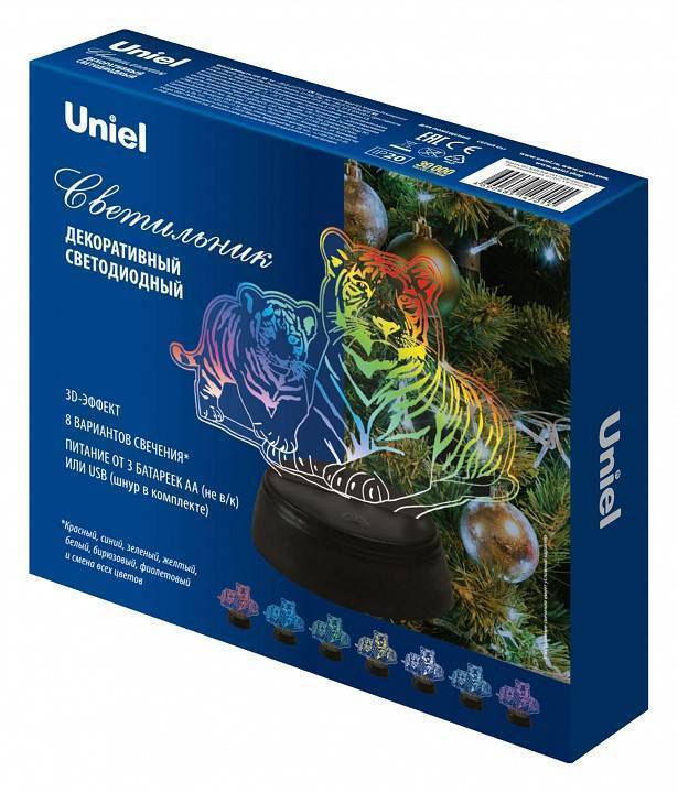 Зверь декоративный Uniel ULI-M508 RGB/3AA TIGER FAMILY/BLACK UL-00008403