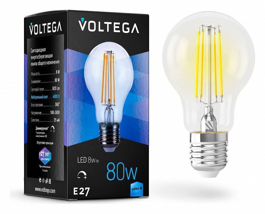 Лампа светодиодная Voltega General Purpose Bulb E27 8 Вт 4000 K 5490