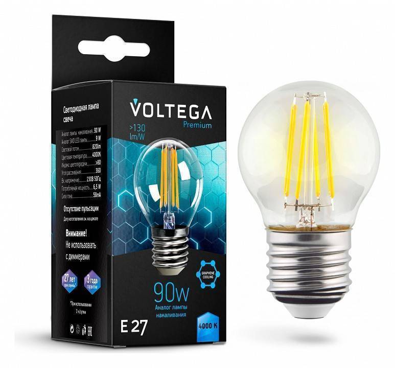 Лампа светодиодная Voltega Globe E27 9W Graphene 7139