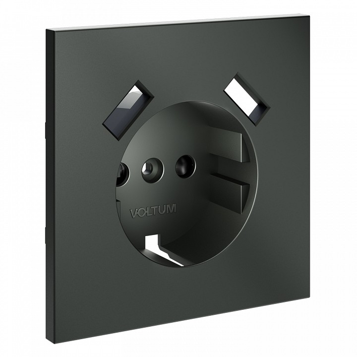 Накладка для розетки с заземлением и со шторками и 2хUSB type A Voltum S70 VLS000906