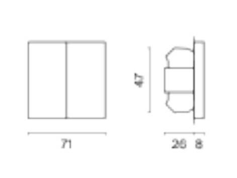 Выключатель двухклавишный без рамки Voltum S70 VLS020602