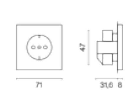 Розетка с заземлением, без рамки Voltum S70 VLS040108