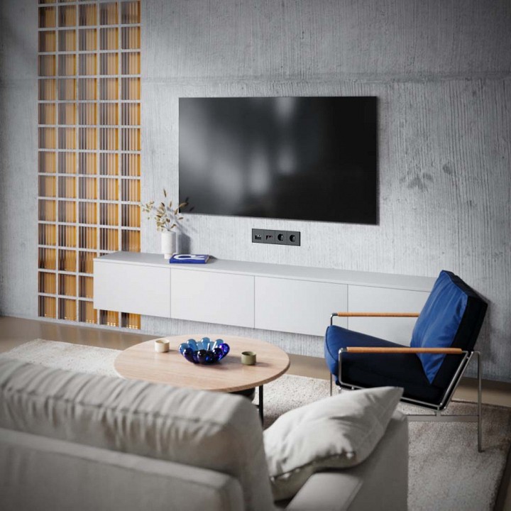 ТВ-розетка и розетка Ethernet RJ-45 без рамки Voltum S70 VLS060708