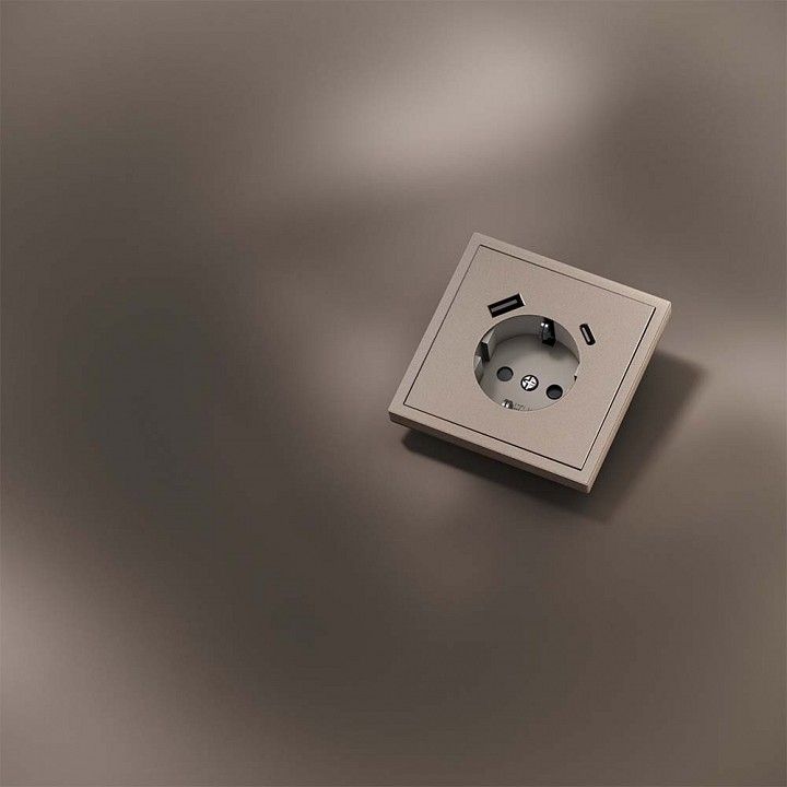 Накладка для розетки с заземлением и со шторками и 2хUSB type A и C Voltum S70 METAL VLSM001010