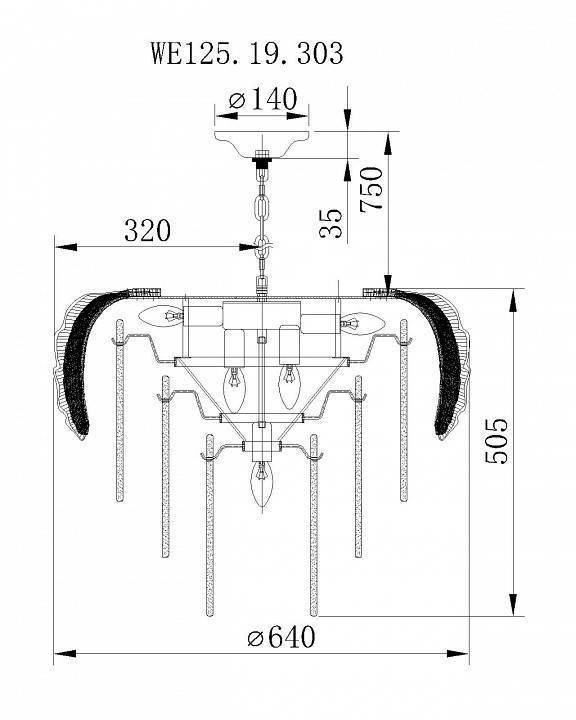 Подвесная люстра Wertmark Alexia 19 ламп WE125.19.303