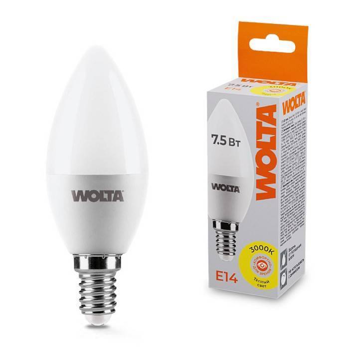 Лампа светодиодная Wolta  E14 7.5Вт 3000K 25YC7.5E14