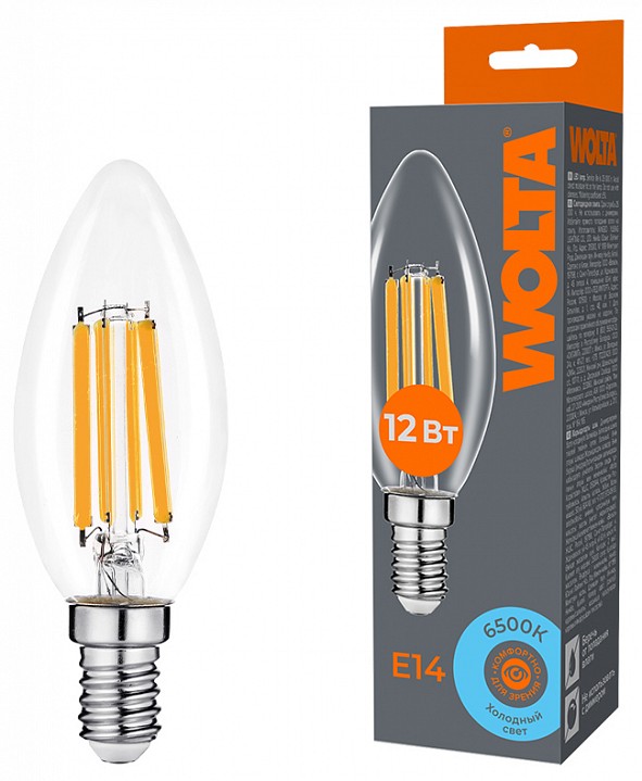 Лампа светодиодная Wolta  WF-C35-12W6KE14