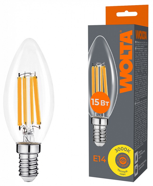 Лампа светодиодная Wolta  WF-C35-15W3KE14
