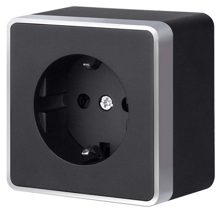 Розетка с заземлением Werkel Gallant (черный с серебром) W5071034
