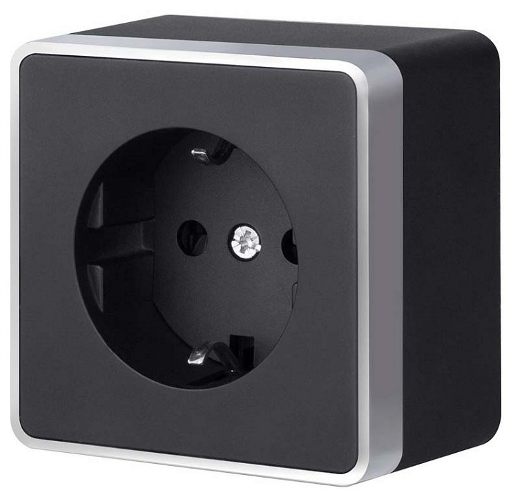 Розетка с заземлением и со шторкой Werkel Gallant (черный с серебром) W5071134