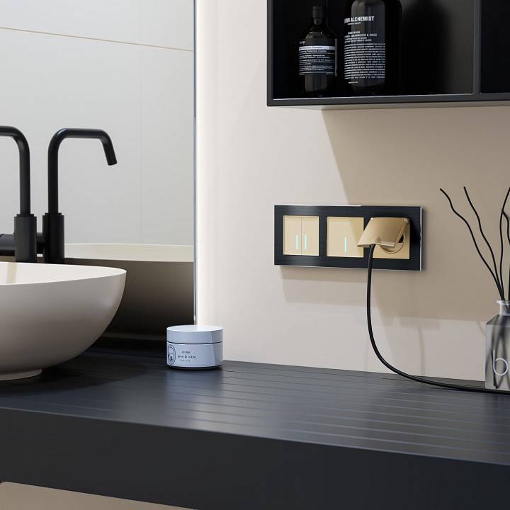 Выключатель сенсорный одноклавишный Werkel с подсветкой без рамки шампань W4510011