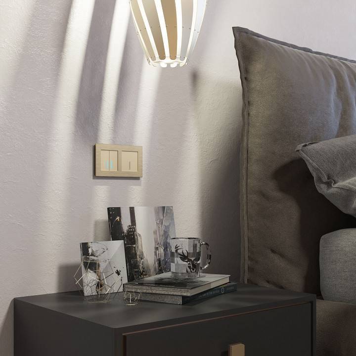 Выключатель сенсорный одноклавишный Werkel с подсветкой без рамки шампань W4510011