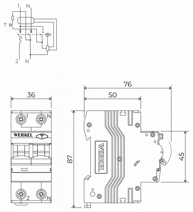 Дифференциальный автоматический выключатель 1P Werkel  W922P254