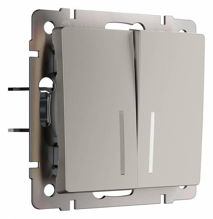 Выключатель двухклавишный с подсветкой без рамки Werkel дымчатый W1220104