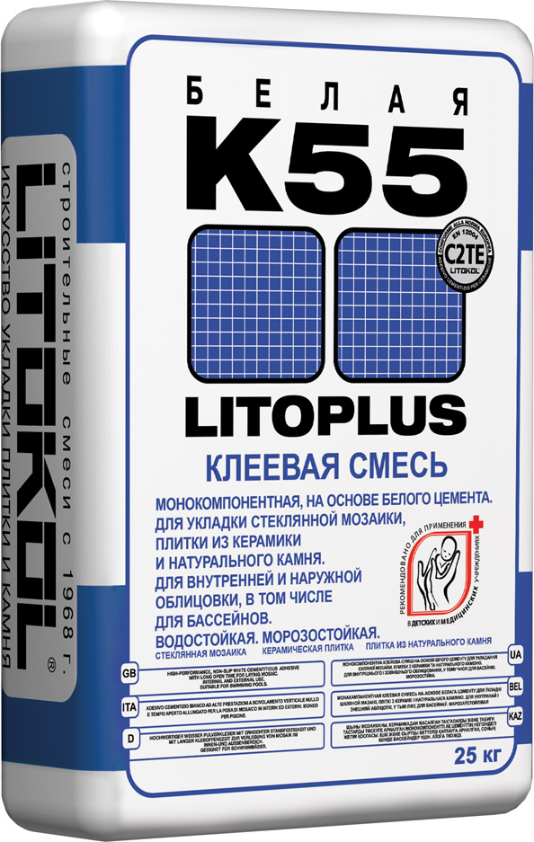 Клеевая смесь белая Litokol LitoPLUS K55 25 кг 63252