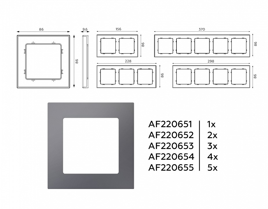 Рамка на 5 постов Ambrella Volt Techno AF220655