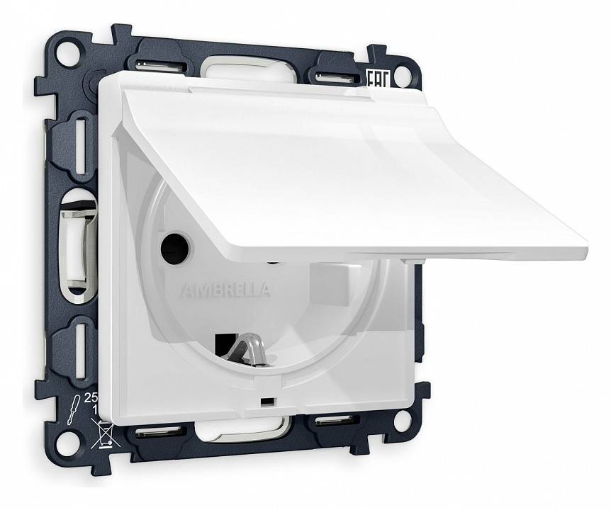 Розетка с заземлением и со шторкой, без рамки с крышкой Ambrella Volt Quant MA108010