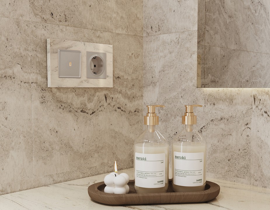 Выключатель одноклавишный с подсветкой без рамки Ambrella Volt Quant MA362010