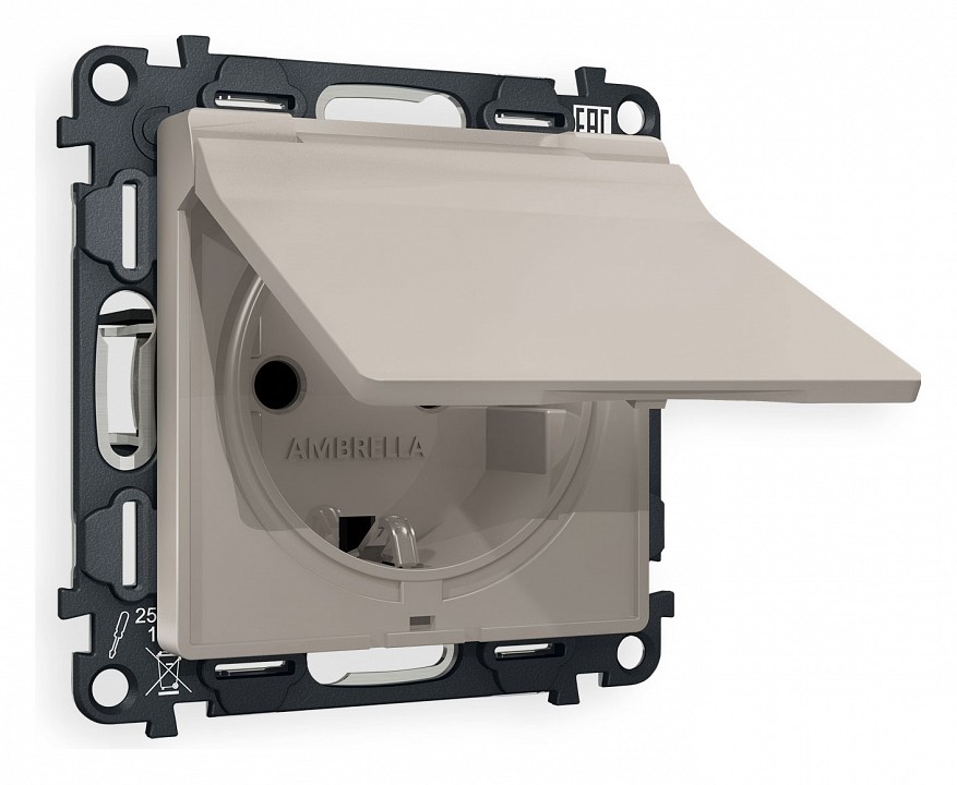 Розетка с заземлением и со шторкой, без рамки с крышкой Ambrella Volt Quant MA368010