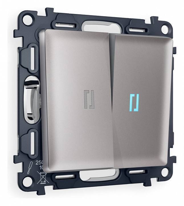 Выключатель проходной двухклавишный с подсветкой Ambrella Volt Quant MA504040