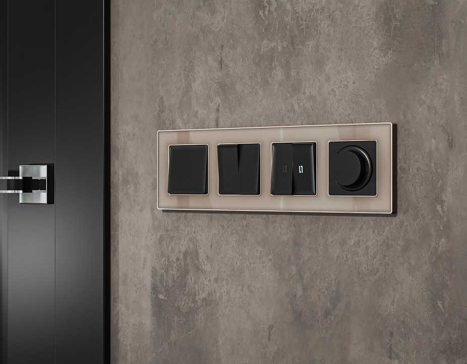 Выключатель перекрестный двухклавишный без рамки Ambrella Volt ALFA MA803030