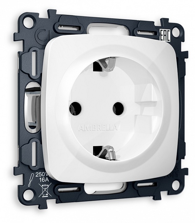 Розетка с заземлением, без рамки Ambrella Volt MO MO106010