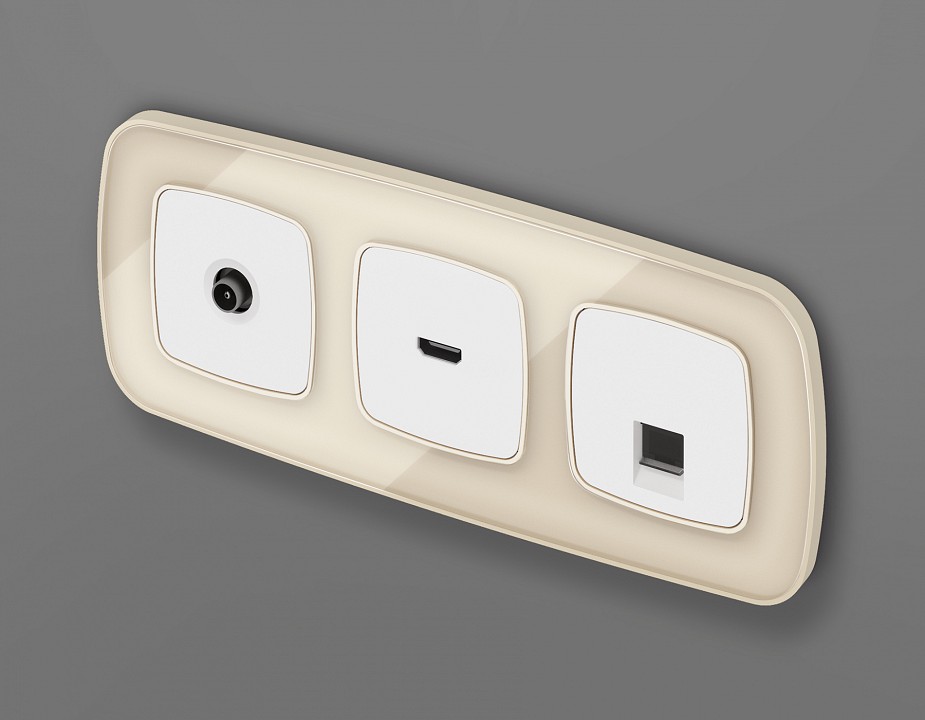 Розетка Ethernet RJ-45 и со шторками, без рамки Ambrella Volt OMEGA MO112005