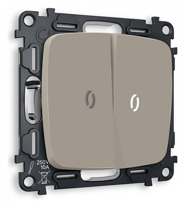 Выключатель проходной двухклавишный с подсветкой без рамки Ambrella Volt Quant MO364035