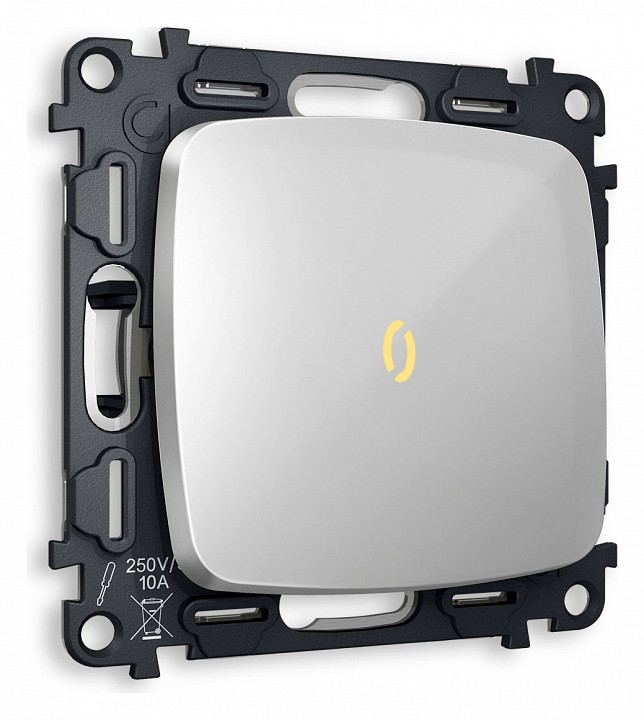 Выключатель одноклавишный с подсветкой без рамки Ambrella Volt Quant MO402010