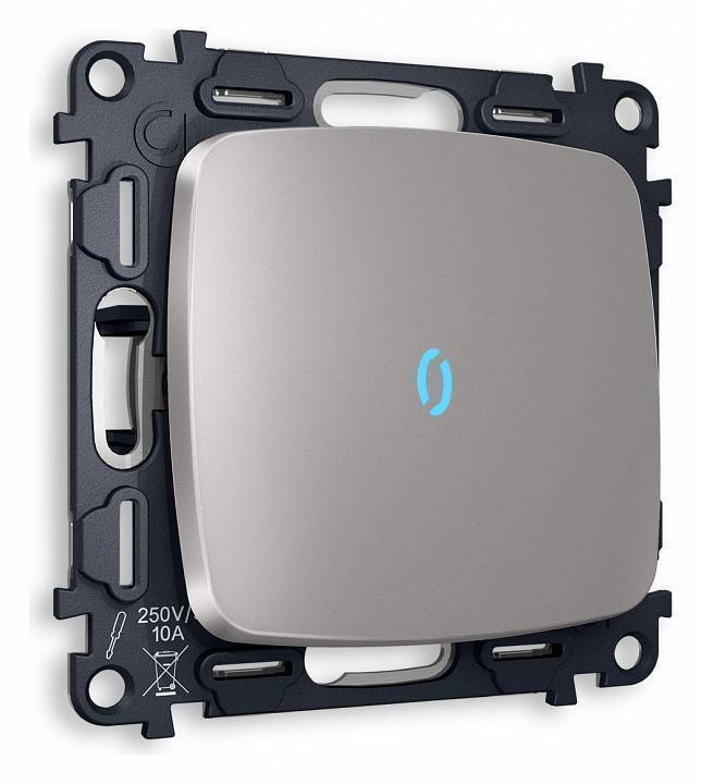 Выключатель одноклавишный с подсветкой без рамки Ambrella Volt Quant MO502020