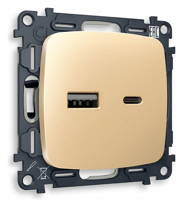 Розетка 2хUSB type A и C без рамки Ambrella Volt Quant MO611010