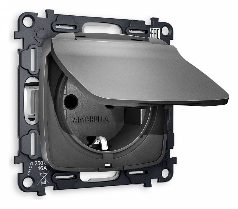 Розетка влагозащищенная с заземлением и со шторкой, без рамки с крышкой Ambrella Volt Quant MO658010