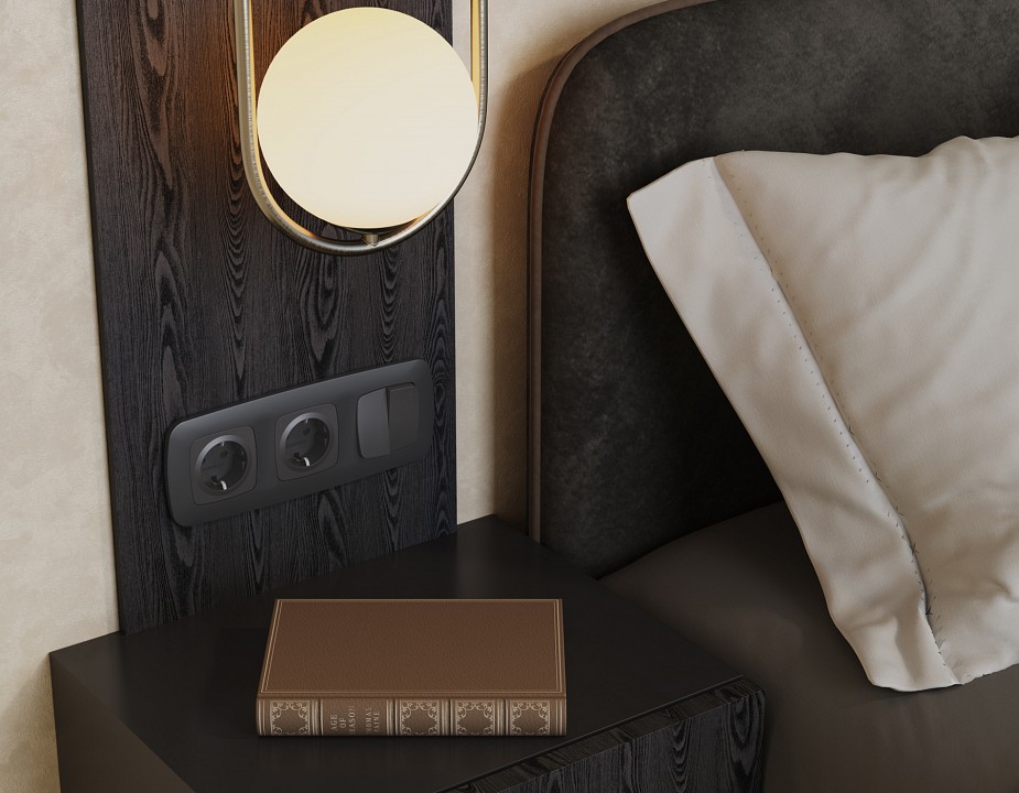 Выключатель перекрестный двухклавишный без рамки Ambrella Volt OMEGA MO903030