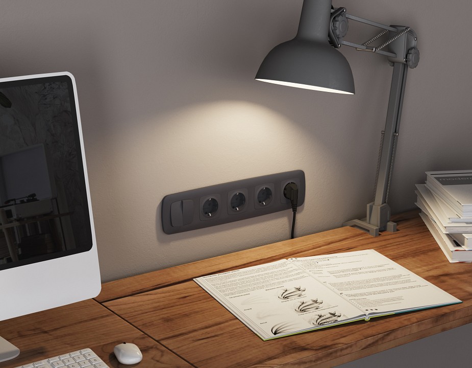 Выключатель перекрестный двухклавишный без рамки Ambrella Volt OMEGA MO903030