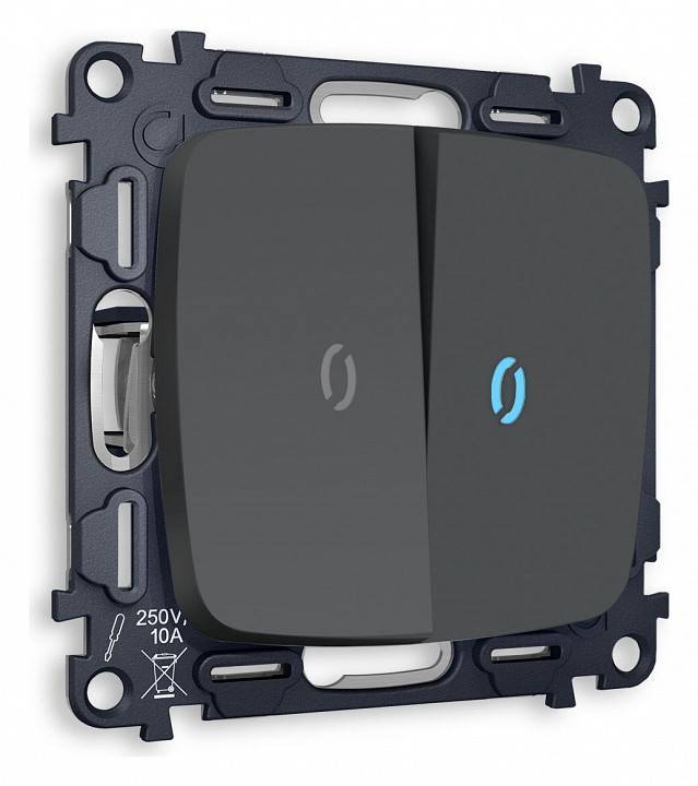 Выключатель проходной двухклавишный с подсветкой без рамки Ambrella Volt Quant MO904040