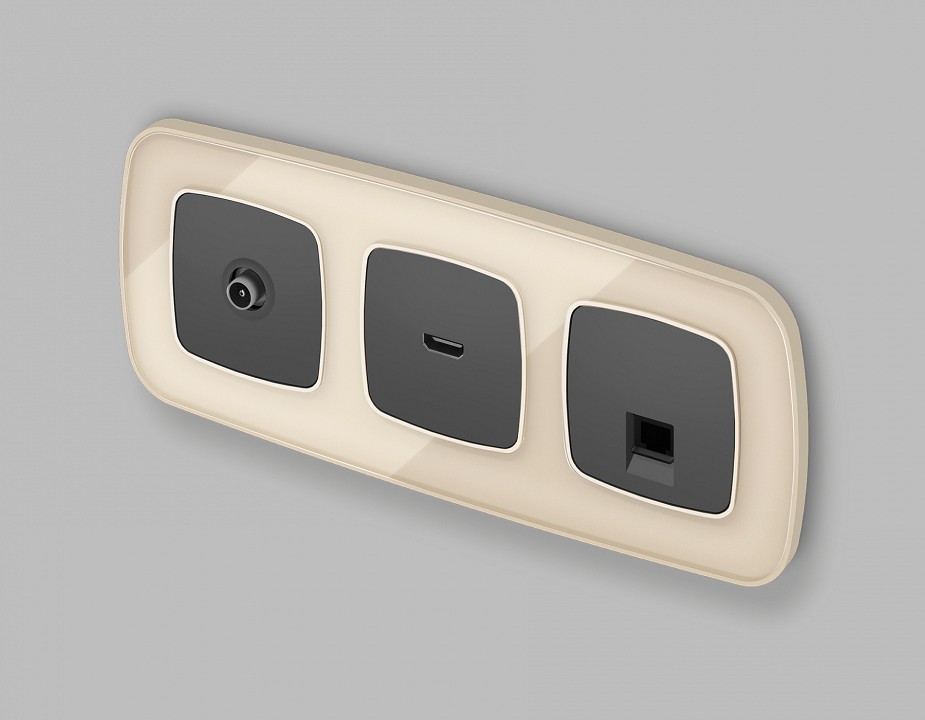 Розетка Ethernet RJ-45 и со шторками, без рамки Ambrella Volt OMEGA MO912005