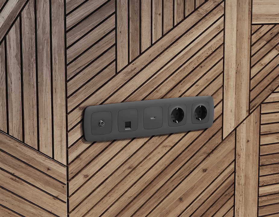 Розетка Ethernet RJ-45 и со шторками, без рамки Ambrella Volt OMEGA MO912005