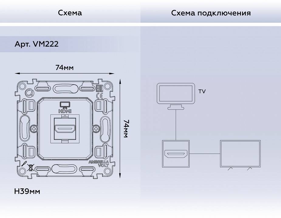 Механизм розетки HDMI Ambrella Volt Quant VM222