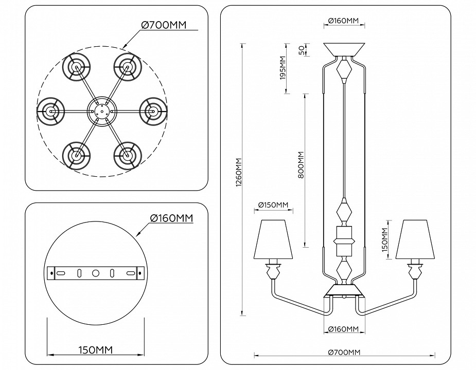 Подвесная люстра Ambrella Light LH LH75401