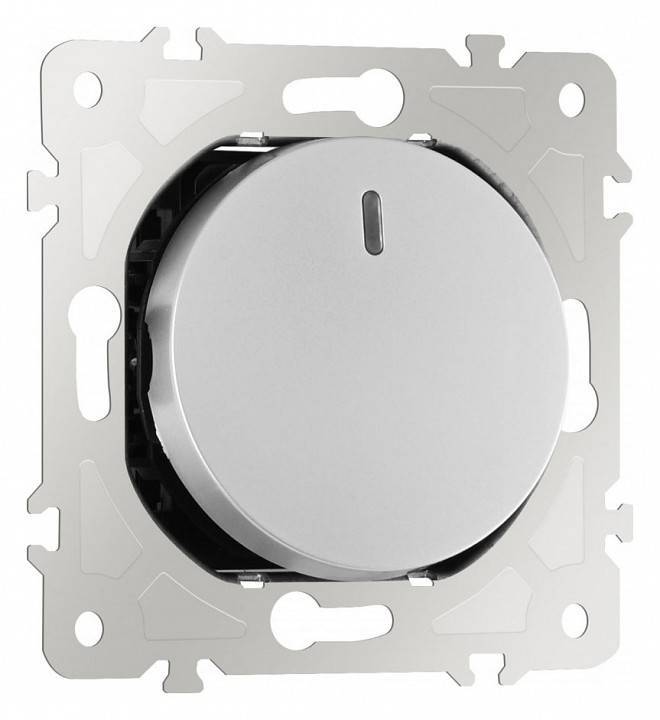 Выключатель проходной одноклавишный с подсветкой без рамки Arte Milano 202 202.33-1.silver