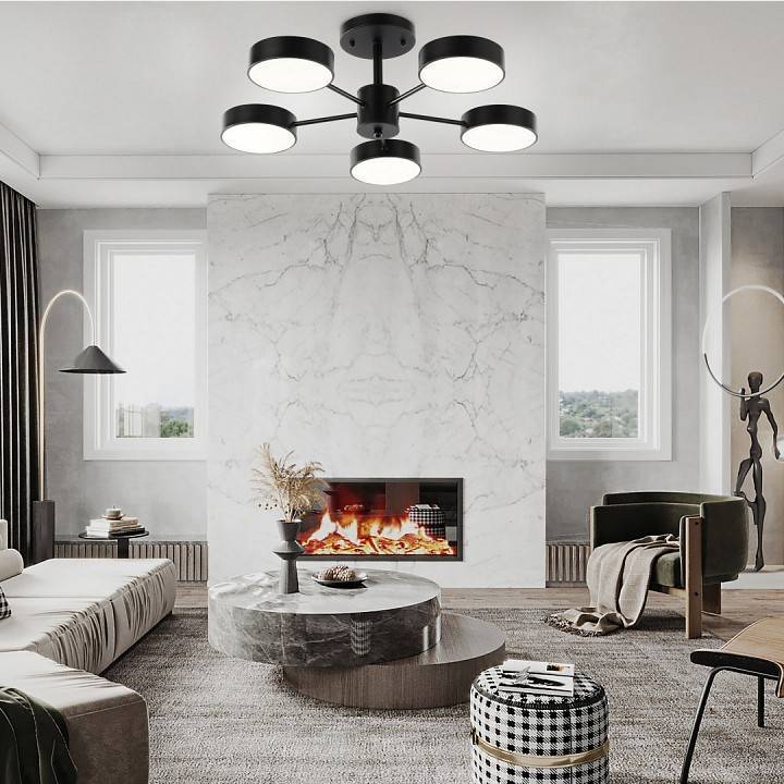 Люстра на штанге Arte Milano Ferrara 5 ламп черная 250906/5B Bk