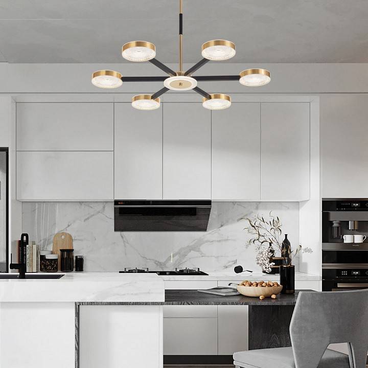 Люстра на штанге Arte Milano Ferrara 6 ламп светодиодная 272079/6 BK/GD