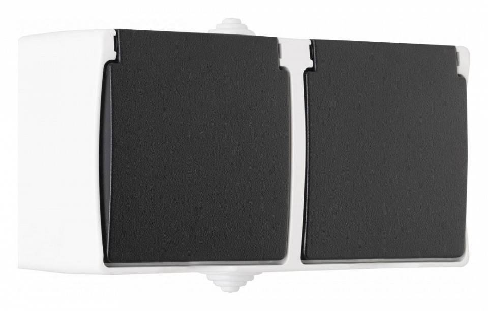 Блок с розетками влагозащищенными с заземлением и крышкой Arte Milano am-309 309.40-2.grey