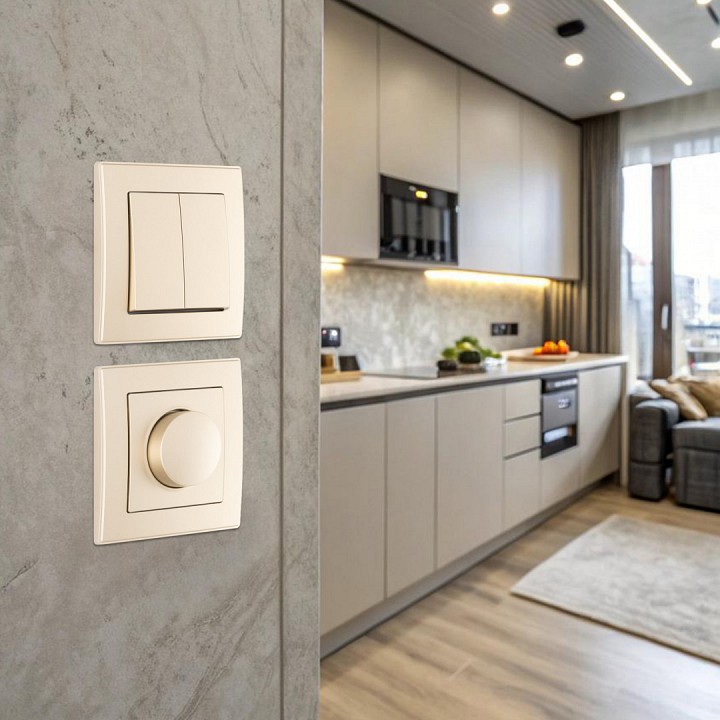 Выключатель двухклавишный Arte Milano SET06-1 SET06-1-30-2 shampan